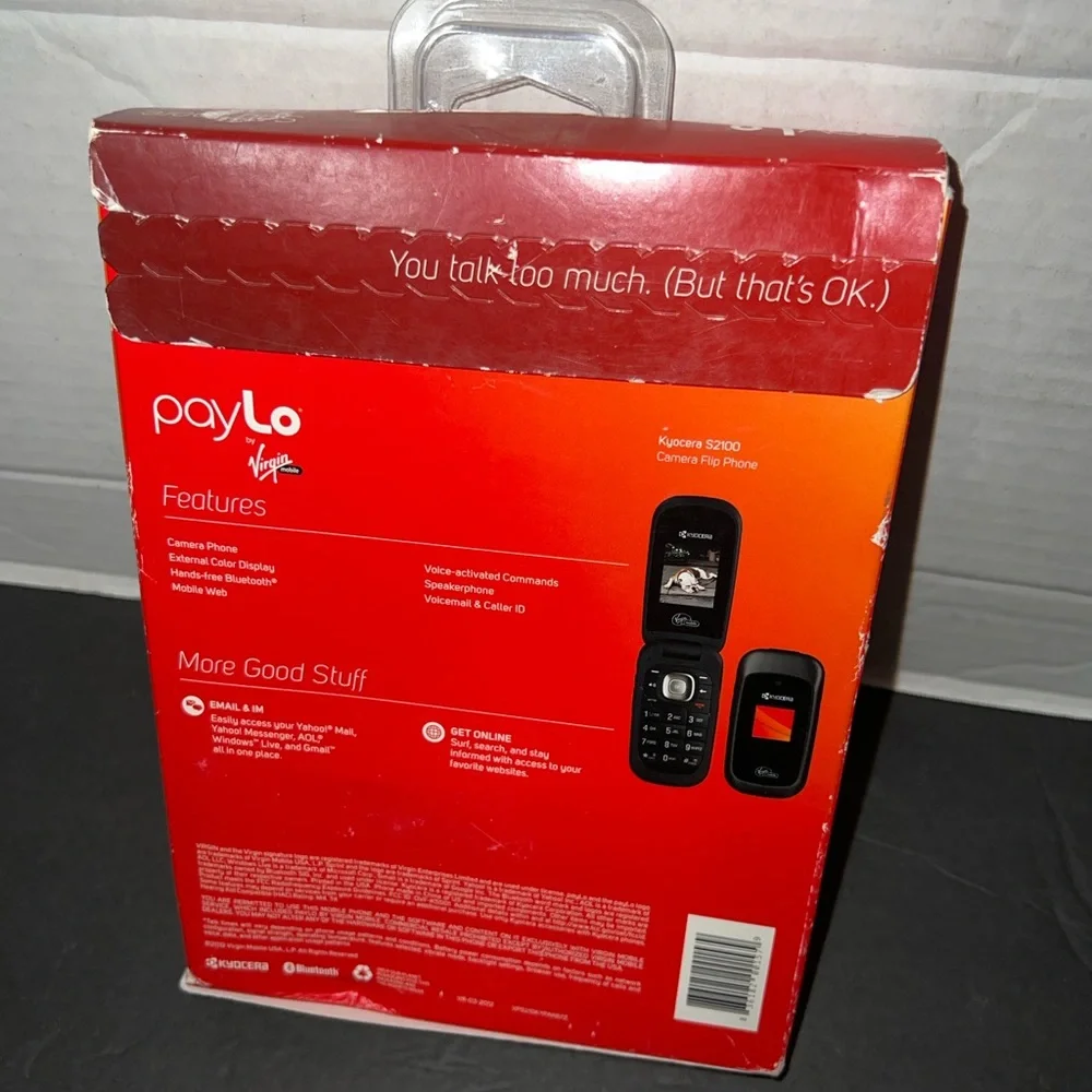 Kyocera S2100 Black Virgin Mobile Cellular Camera Flip Phone PayLo NEW Sealed